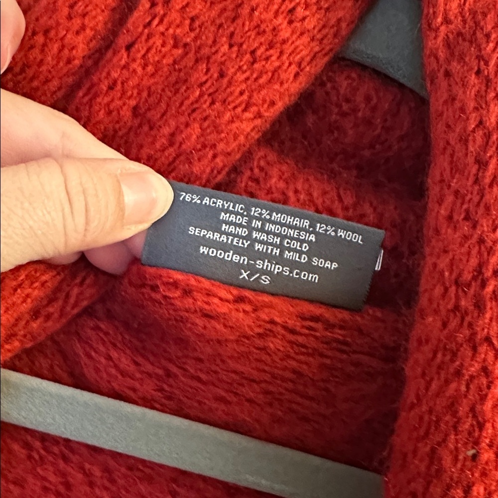 Wooden Ships Paolo Buendia Red Open Sweater cardigan Mohair Wool Blend X/S - Picture 4 of 5